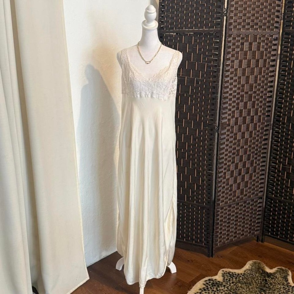 Vintage Malizia by La Perla Silk Slip Dress Italian Lace Nightgown Size Large